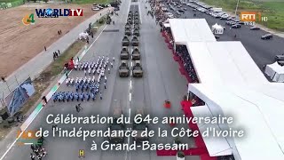 Côte dIvoire  An 64  Célébration du 64e Anniversaire de lIndépendance à GrandBassam [upl. by Quartis]