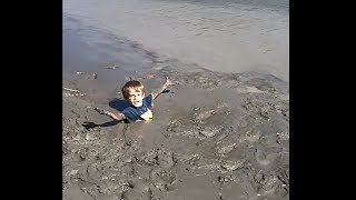 kid gets trapped in deep quicksand SCARY [upl. by Dnalram]