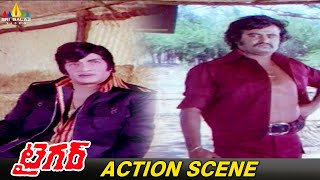 Rajinikanth and Sr NTR Fight Scene  Tiger Movie  Telugu Action Scenes SriBalajiAction [upl. by Yrellam]