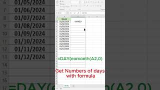 Excel formula  How to get number of days with formula exceltech exceltips excelfansonly excel [upl. by Wendi]