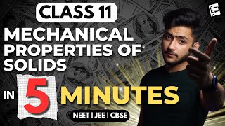 Mechanical Properties of Solids Class 11 In 5 Minutes  Quick Revision  NEET JEE amp CBSE [upl. by Nylarac]