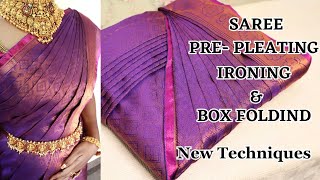 how to prepleat a saree pattu saree measuring pre pleating box folding and packaging [upl. by Maffei260]