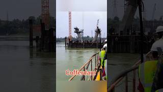 Cofferdam Bridge construction trending reels viralvideo civil bridge construction road short [upl. by Lekar164]