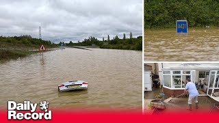 Flash floods hit parts of Britain as month’s worth of rain falls in 24 hour downpour [upl. by Baram870]