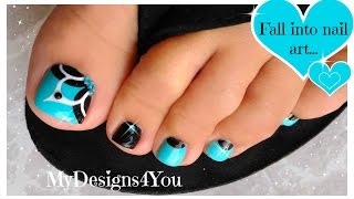 Baby Blue Floral Toenail Art Pedicure Tutorial ♥ Дизайн Ногтей Педикюр [upl. by Saxet]