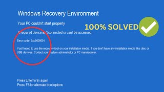 ✅Your PC Couldnt start properly with Error code 0xc0000001 In Windows 10118 [upl. by Ttenneb]