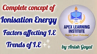 Ionisation Enthalpy  Factors Affecting Ionisation Enthalpy  Trends of IE anishgoyal04 [upl. by Zales]