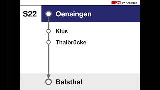 SBBOeBB Ansagen • S22 • Oensingen – Balsthal [upl. by Atrebla]