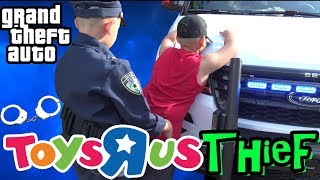 POLICE CHASE TAKEDOWN AT TOYS R US  COPS AND ROBBERS [upl. by Aienahs]