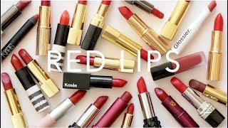 Top 25 Red Lipsticks  Collection and Swatches [upl. by Allerie]