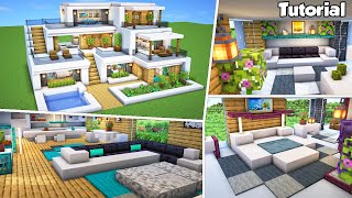 Minecraft Modern House 45 Interior Tutorial  How to Build  💡Material List in Description [upl. by Irrabaj37]