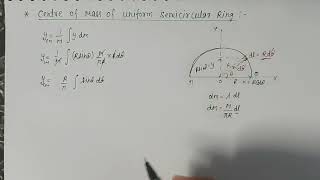 centre of mass of uniform semicircular Ring  unit5 Ritational motion [upl. by Frangos]