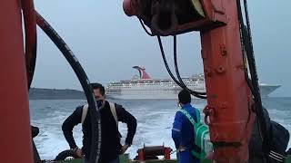 The last crew members leaving the Carnival Sensation hours before Beaching [upl. by Anieral]