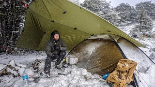 CAMPING In BLIZZARD  Snow and Ice STORM Tent Camping [upl. by Aronoh]