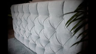 How to Make a Tufted Headboard  Upholstery Diamond Tufting [upl. by Attenat]