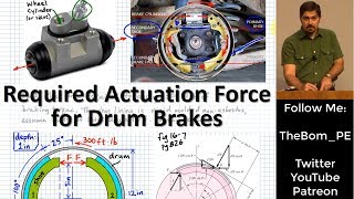 Required Actuation Force for Drum Brakes  Self Energizing and DeEnergizing Brake Shoes [upl. by Chirlin]