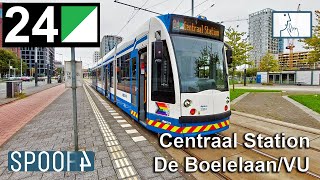 Cabinerit Tram 24 Amsterdam  Centraal Station  De BoelelaanVU Tram Drivers POV [upl. by Sivrep680]