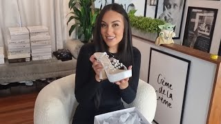 Ashley Unboxes White 6 Inch High Heel Sandals With Pearl Details And Sling Back Strap [upl. by Ecerahc]