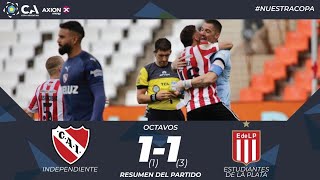 Octavos Independiente 1 1  Estudiantes LP 1 3 [upl. by Animsaj]