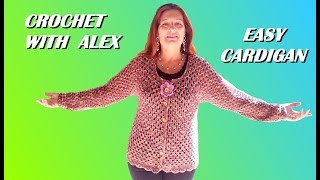 THE EASIEST CROCHET GRANNY CARDIGAN JACKET any size tutorial [upl. by Christalle]