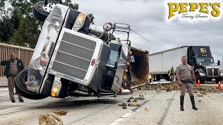 Major Semi Rollover Blocks Entire Freeway [upl. by Ger]