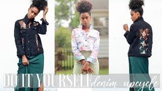 DIY Tie Dye Denim Jacket  Embroidered Denim Jacket  Kelsley Nicole [upl. by Katusha987]