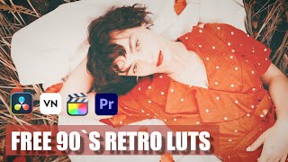 Free 90S RETRO LUTS  Color Grading Luts  How To Import Luts In Premiere Pro [upl. by Frans80]