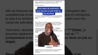 Exemple de lettre de motivation pour un job étudiant ou un job d’été ✅💪🏿 [upl. by Areit]