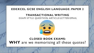 GCSE English Language Paper 2 Section B  Transactional Writing  Edexcel Tips and Exam Question [upl. by Kulseth]