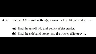 Communication Systems  AM Signal Carrier and Sideband Power [upl. by Leksehcey]