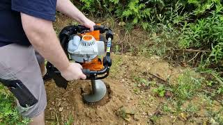 Stihl Benzin Erdbohrgerät BT 131 Pfahlbohrer Bäume Pflanzen Zaun Bauen Bohrer ELB EBO Teil02 [upl. by Anahahs168]