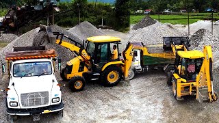 JCB 3dx roada ballast loading on truck Drone Video [upl. by Aoniak336]