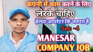 कंपनी में काम करने के लिए लड़के कि बहुत जरुरत है 🤑manesar job sec4 dilipvlogsyoutuber [upl. by Burdelle]