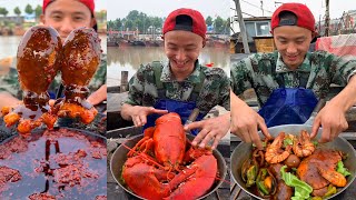 Chinese Fisherman Cooking and Eating seafood Mukbang Fresh [upl. by Bronwen940]