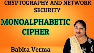 monoalphabetic cipher  Cryptography and Network Security  Substitution Cipher Babita Verma [upl. by Ymmaj]