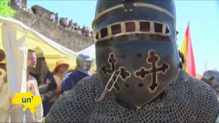 Medieval Combat Championships modernday knights compete at Spains Belmonte Castle [upl. by Ardnaxela]