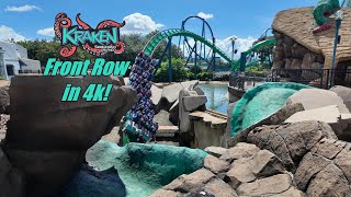 4K Kraken Roller Coaster  SeaWorld Orlando Front Row Ride POV [upl. by Notsirhc136]