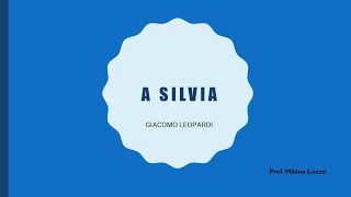 A Silvia di GLeopardi seconda parte [upl. by Saxe]