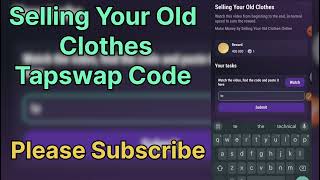 Selling Your Old Clothes  Today Tapswap Video Code  make money by selling your old clothes online [upl. by Redvers892]