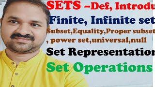 Sets  Set Representation  Set Operations  power Set  finite  infinite  subset  proper [upl. by Airetahs351]