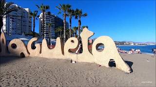 Malaga  Playa de La Malagueta Costa del Sol  full walk along beach  walking tour  May 2019 [upl. by Camroc]