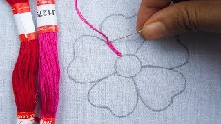 Hand Embroidery Net Stitch Embroidery Flower Easy Flower Embroidery [upl. by Placeeda]