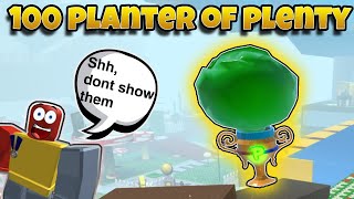 HARVESTING 100 PLANTER OF PLENTY PLANTERS in bee swarm simulator [upl. by Ori]