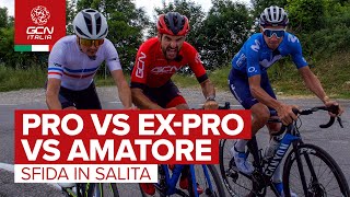 Sfida in salita tra un Pro un ex Pro e un Ciclo Amatore  Le sfide di GCN Italia [upl. by Ellimaj]