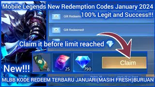 Hurry up Mobile Legends Redeem Codes January 05 2024  How to get More MLBB Redeem Codes 100Legit [upl. by Einittirb]