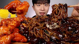 보배반점 짜장면 처갓집 양념치킨 너무 맛있쩌욧  ASMR MUKBANG BLACK BEAN NOODLES SWEET CHICKEN EATING SHOW 먹방 [upl. by Hecker]