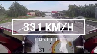 Ducati Panigale V4R Malaysia World Record 331Kmh Top Speed nazirhussin10 [upl. by Ahsiekrats]