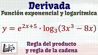 Derivada aplicando regla del producto en una función exponencial y logarítmica  La Prof Lina M3 [upl. by Langham392]