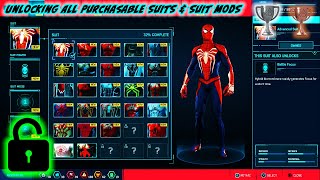 Marvel’s SpiderMan Remastered  Unlocking All Purchasable Suits amp Suit Mods [upl. by Gyimah]