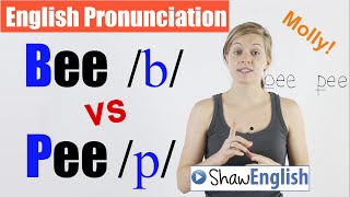 English Pronunciation Bee b vs Pee p [upl. by Enaht]